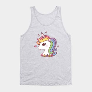 Pretty Unicorn With Rainbow Mane Tank Top